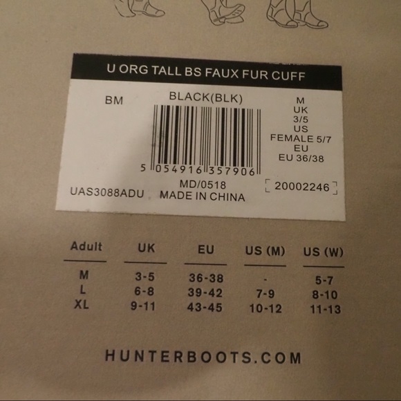 NWT Hunter black faux fur tall boot socks M 5-7 - Picture 6 of 10